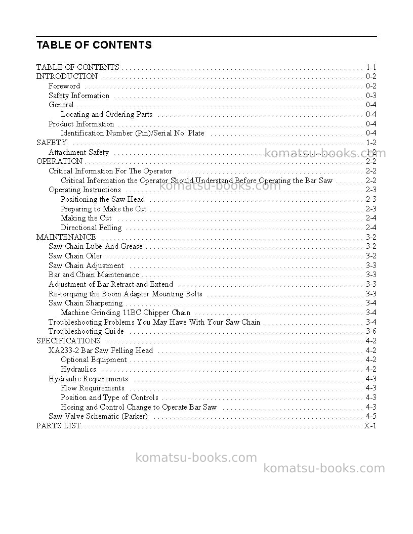 Komatsu xa233-2usa Operation manual cover Page 3 Komatsu xa233-2usa Operation manual cover Page 3