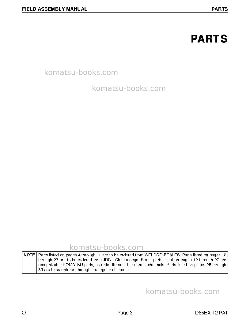 Komatsu d65ex-12jpn Field assembly manual cover Page 3