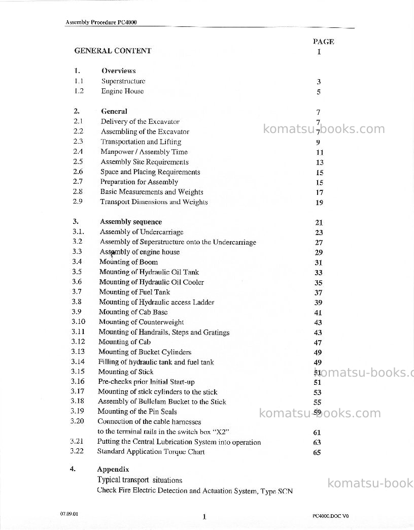 Komatsu pc4000-6deu Field assembly manual cover Page 3 Komatsu pc4000-6deu Field assembly manual cover Page 3