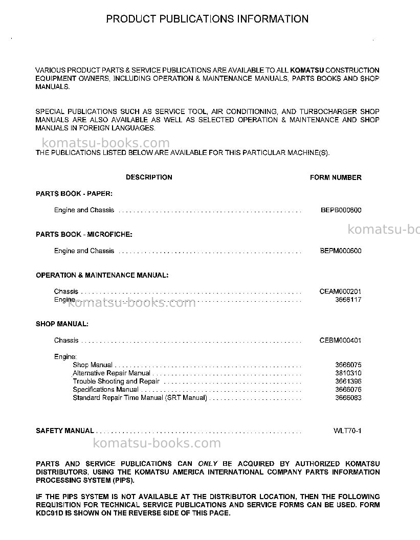 Komatsu wa450-3usa-l Repair & maintenance cover Page 3