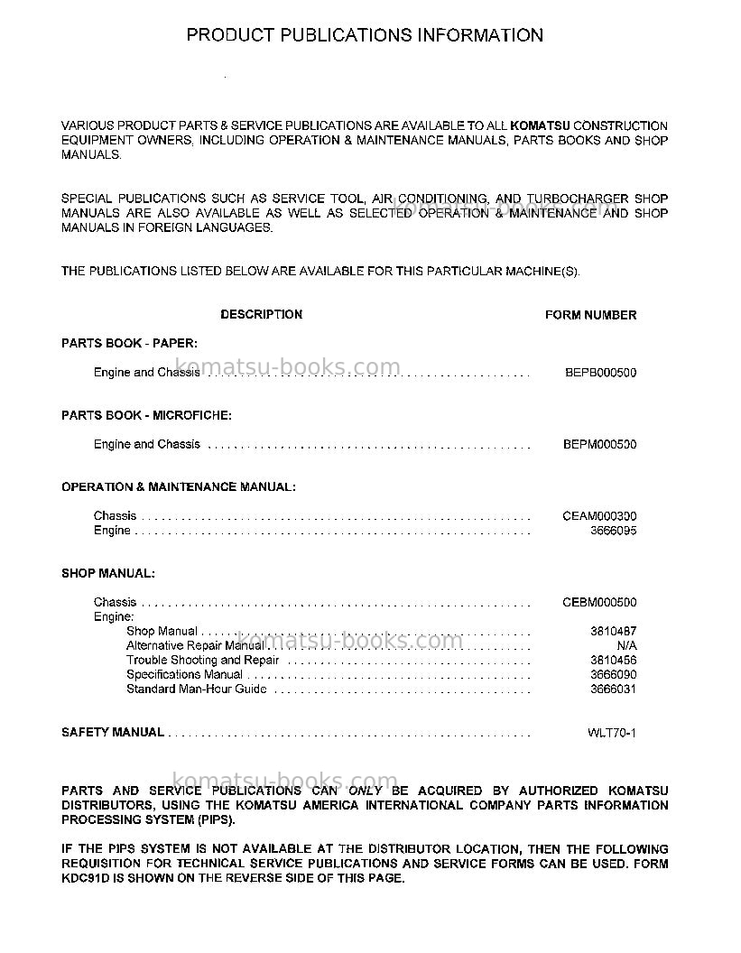 Komatsu wa500-1jpn-le Repair & maintenance cover Page 3 Komatsu wa500-1jpn-le Repair & maintenance cover Page 3
