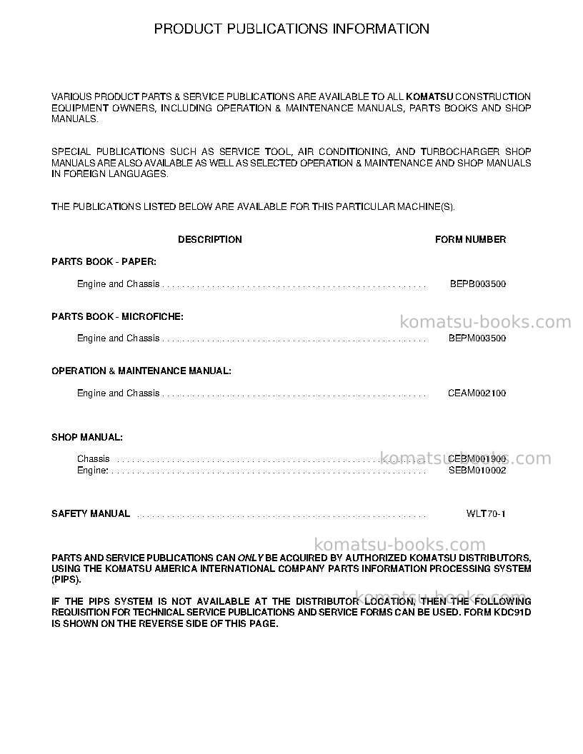 Komatsu wa180pt-3usa-l Repair & maintenance cover Page 3