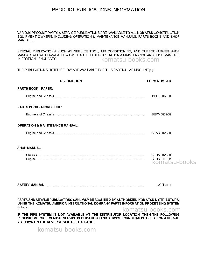 Komatsu wa120-3usa-l Repair & maintenance cover Page 3