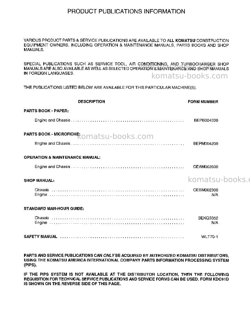 Komatsu wa900-1usa-lc Repair & maintenance cover Page 3