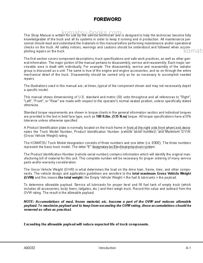 Komatsu 830eusa Repair & maintenance cover Page 3
