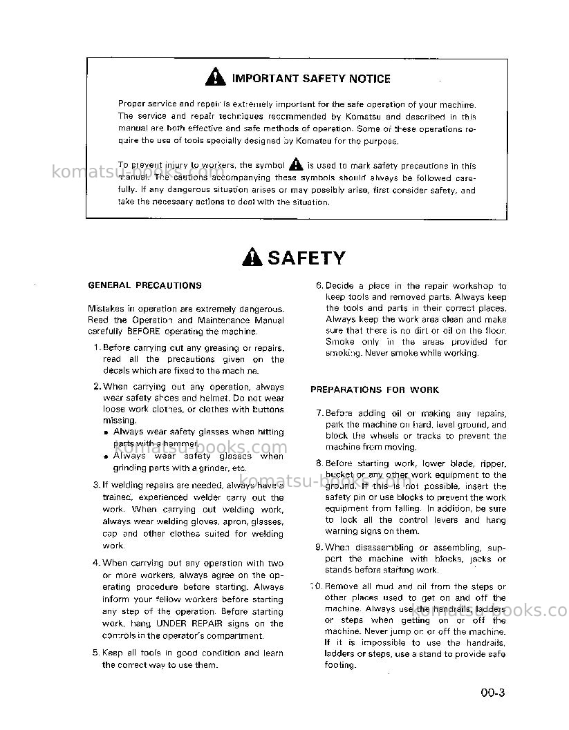 Komatsu pc300lc-5jpn Repair & maintenance cover Page 3 Komatsu pc300lc-5jpn Repair & maintenance cover Page 3