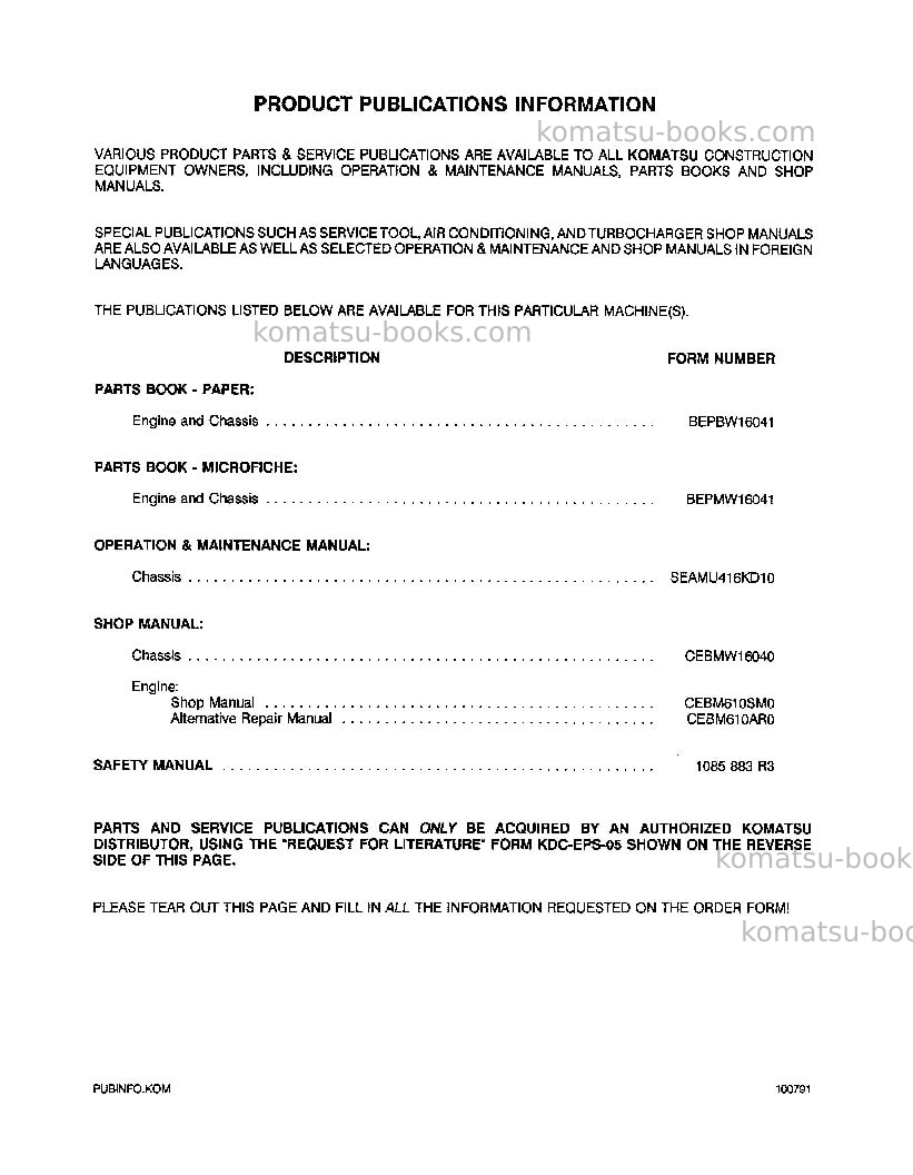 Komatsu wa120-1usa-lc Repair & maintenance cover Page 3 Komatsu wa120-1usa-lc Repair & maintenance cover Page 3