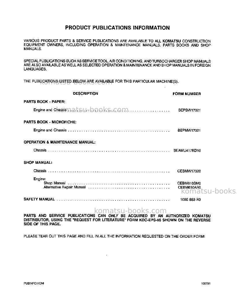 Komatsu wa180-1usa-lc Repair & maintenance cover Page 3