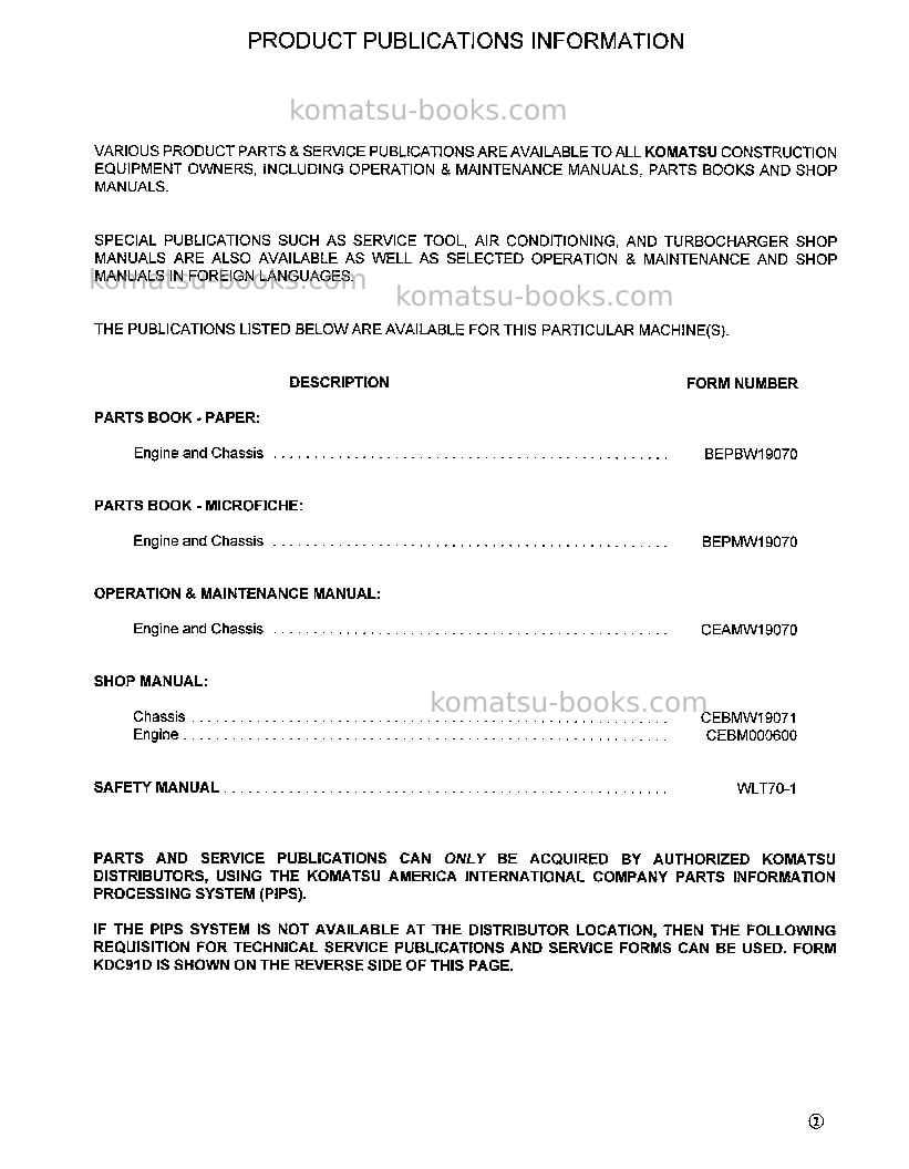Komatsu wa320-3jpn-l Repair & maintenance cover Page 3