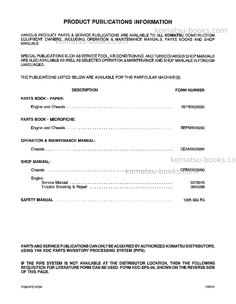 Komatsu wa500-1jpn-lc Repair & maintenance cover Page 3 Komatsu wa500-1jpn-lc Repair & maintenance cover Page 3
