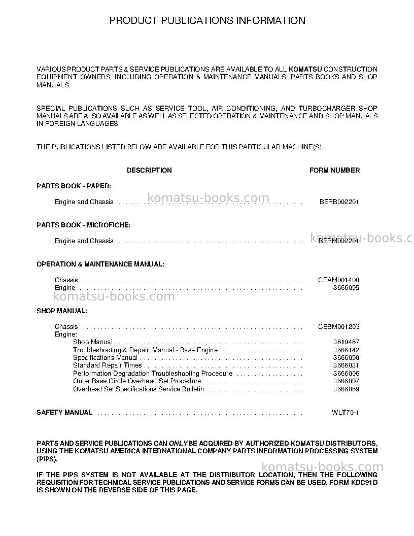 Komatsu wa500-3usa-l Repair & maintenance cover Page 3