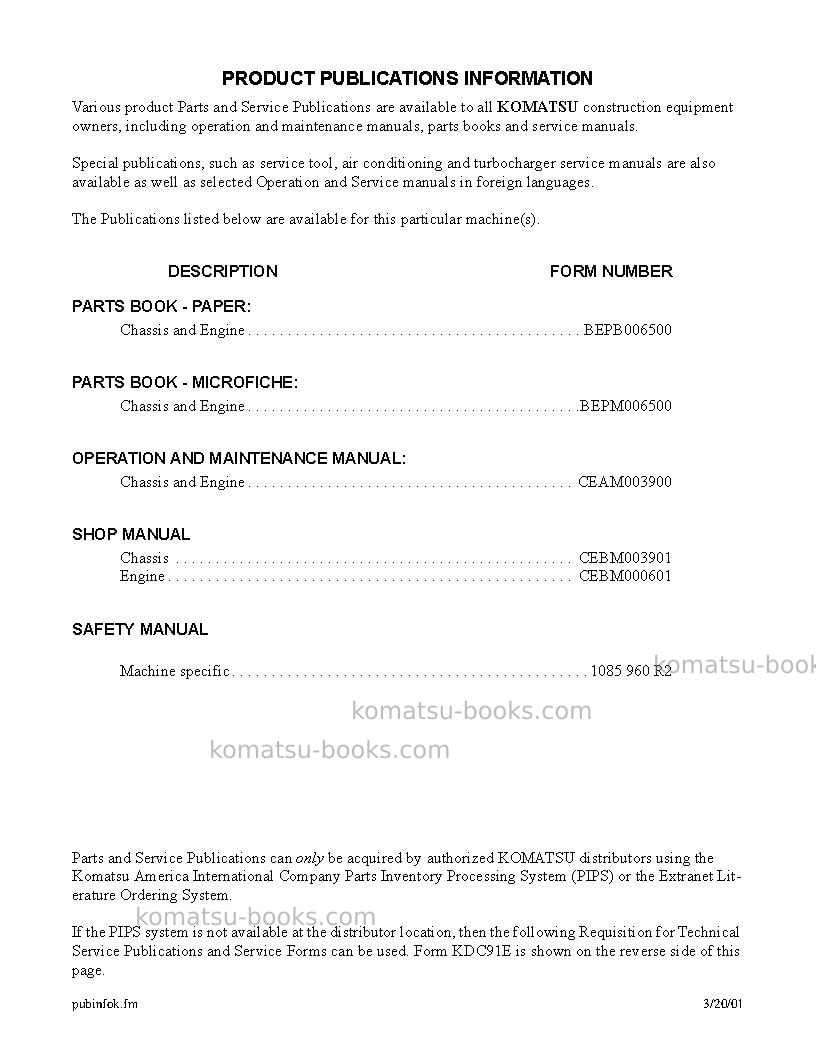 Komatsu gd670a-2usa-ey Repair & maintenance cover Page 3 Komatsu gd670a-2usa-ey Repair & maintenance cover Page 3