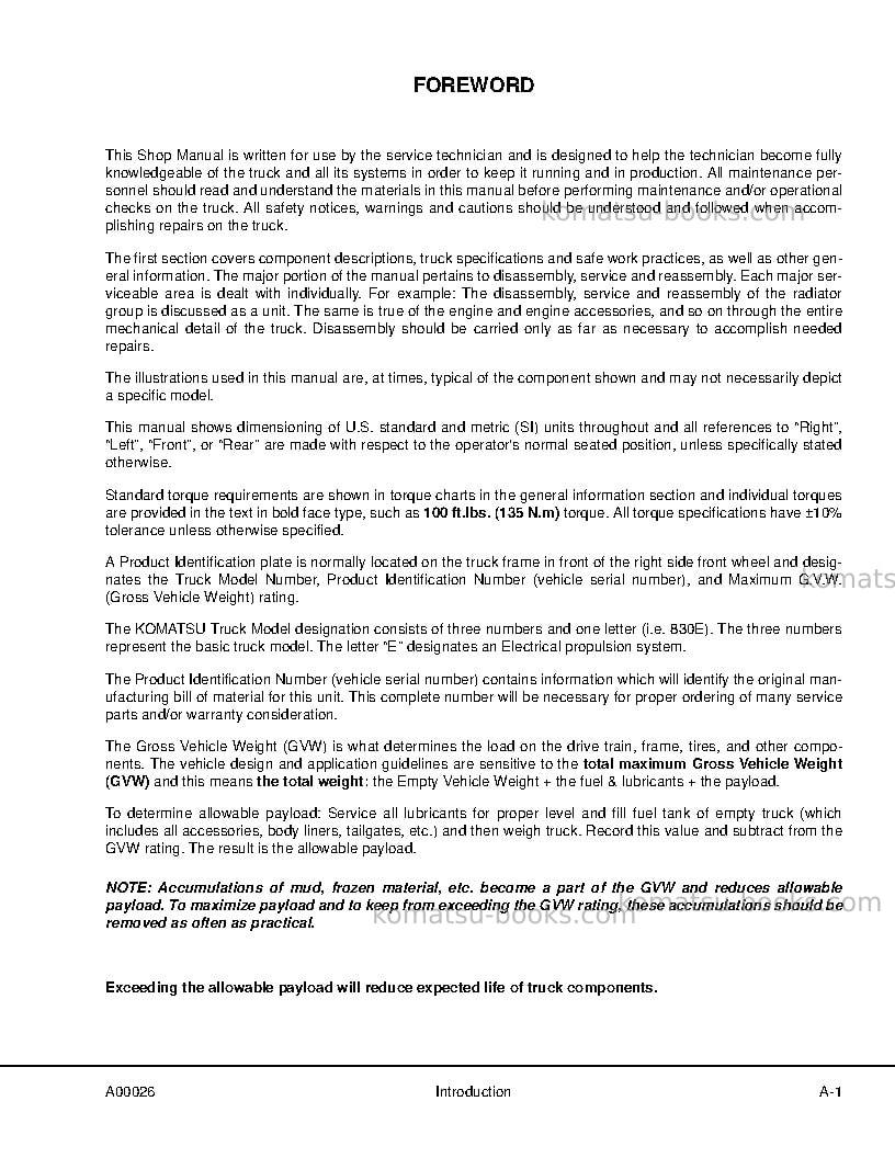 Komatsu 830eusa Repair & maintenance cover Page 3