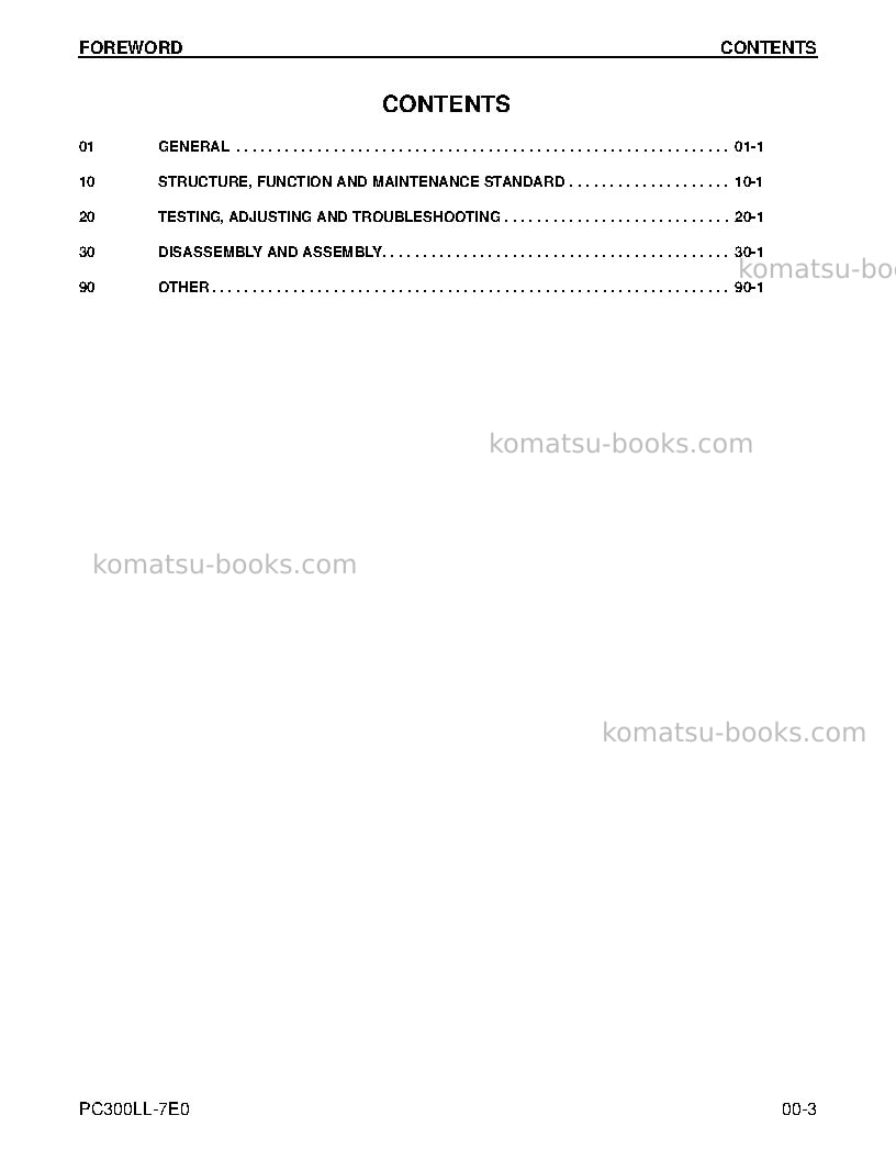 Komatsu pc300ll-7usa-tier 3 Repair & maintenance cover Page 3 Komatsu pc300ll-7usa-tier 3 Repair & maintenance cover Page 3