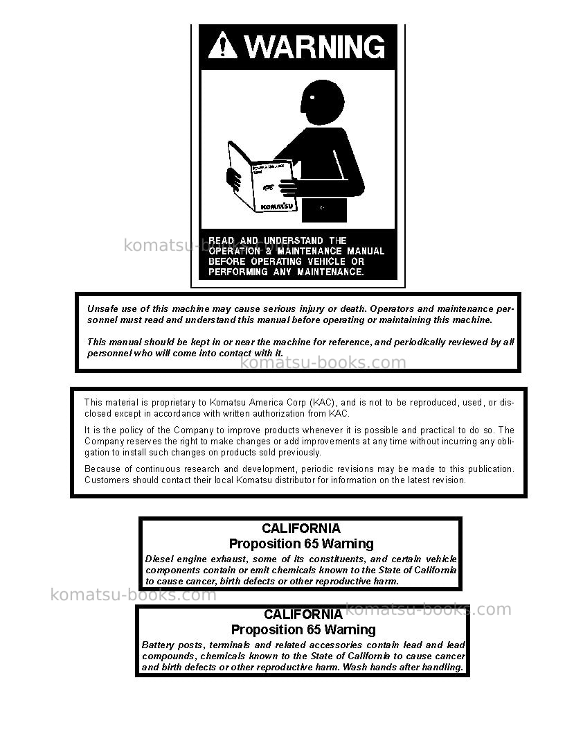 Komatsu 730eusa Repair & maintenance cover Page 3