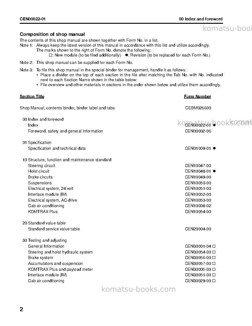 Komatsu 730e-8usa Repair & maintenance cover Page 3