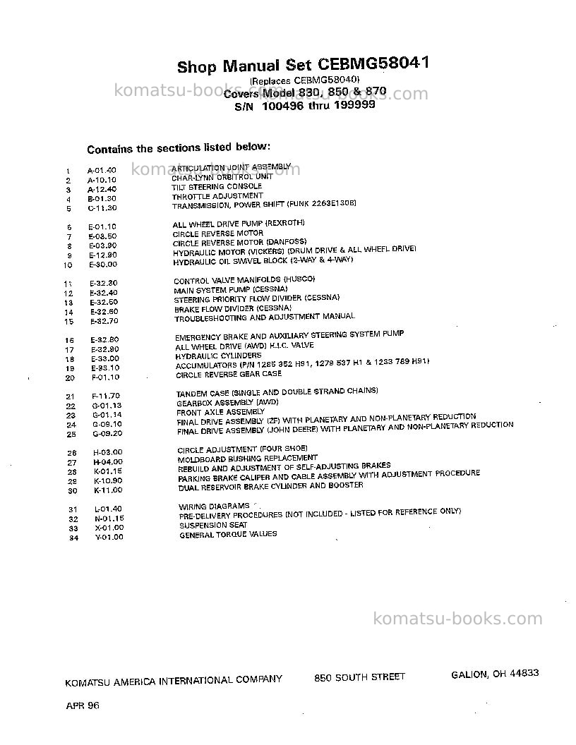 Komatsu 830 Repair & maintenance cover Page 3 Komatsu 830 Repair & maintenance cover Page 3