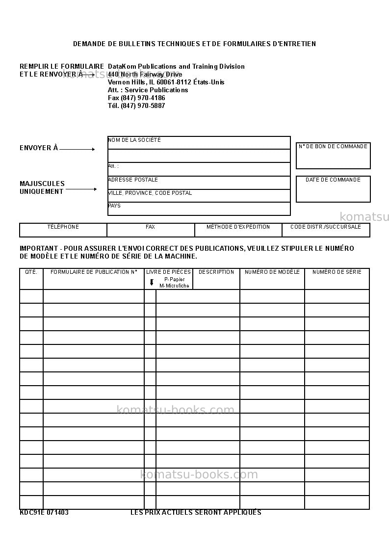 Komatsu wb140ps-2usa-n Manuel d'utilisation couverture Page 3 Komatsu wb140ps-2usa-n Manuel d'utilisation couverture Page 3