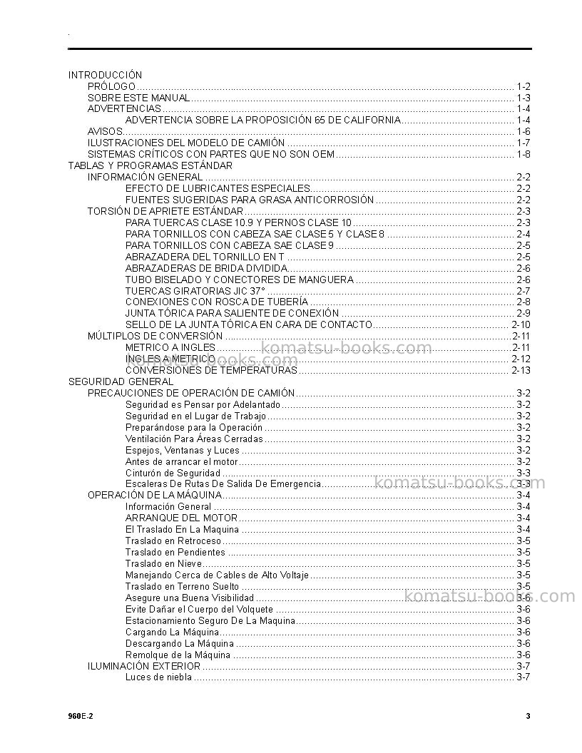 Komatsu 960e-2usa Manual de operación cover Page 3 Komatsu 960e-2usa Manual de operación cover Page 3