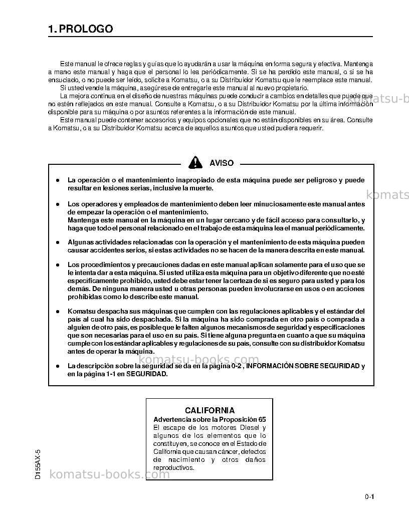 Komatsu d155ax-5jpn Manual de operación cover Page 3