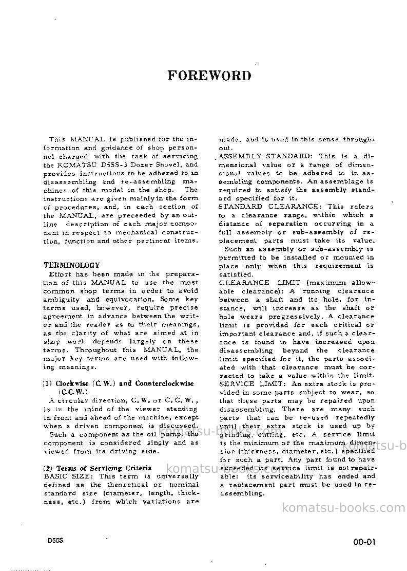 Komatsu d55s-3jpn Repair & maintenance cover Page 3