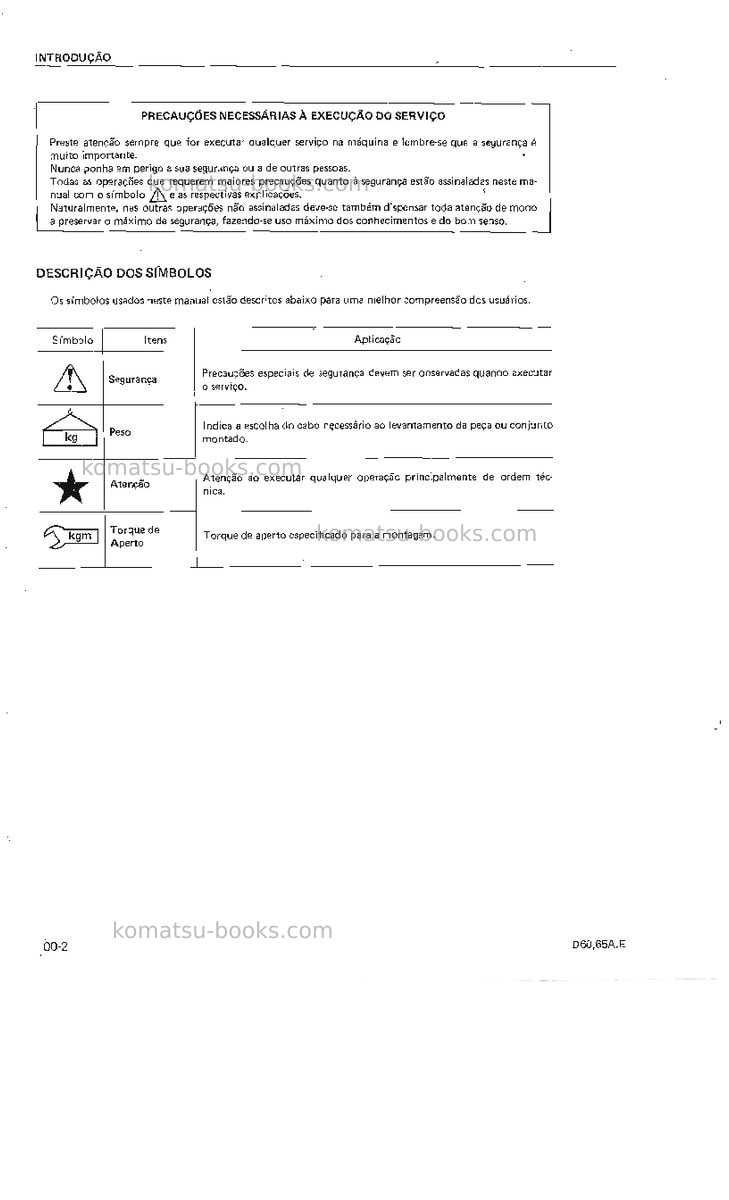 Komatsu d65a-6bra-b Reparo e manutenção capa Página 3 Komatsu d65a-6bra-b Reparo e manutenção capa Página 3