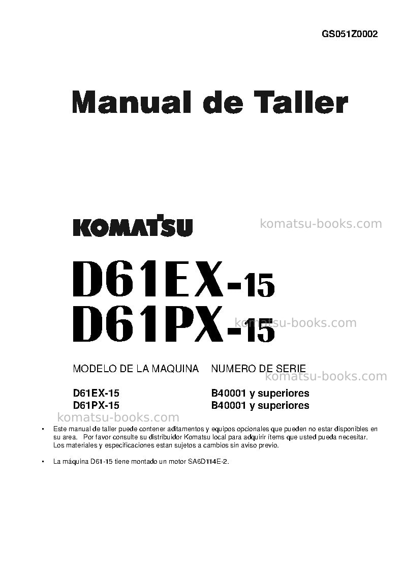 Komatsu d61ex-15bra Reparación y mantenimiento cover Page 3
