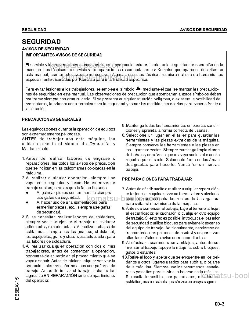 Komatsu d85ex-15jpn Reparación y mantenimiento cover Page 3