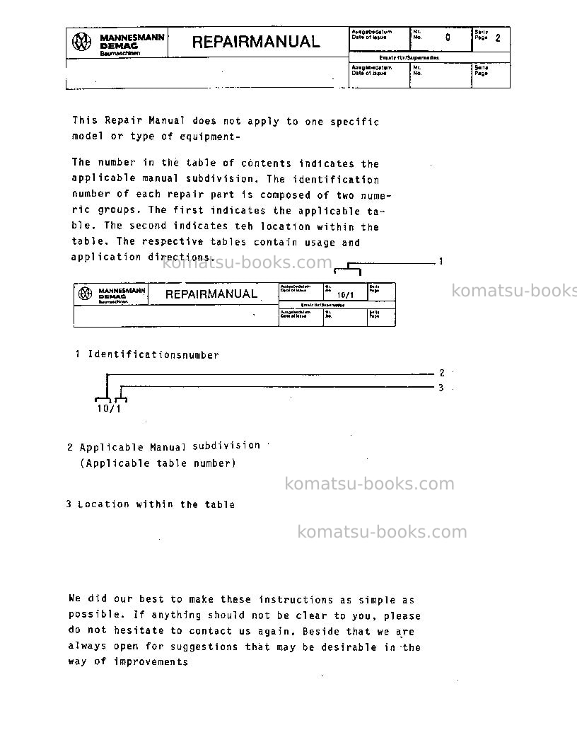 Komatsu hydraulic sdeu-ovels Repair & maintenance cover Page 3