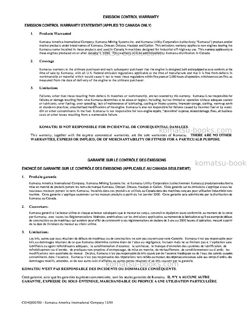 Komatsu 830eusa Operation manual cover Page 3