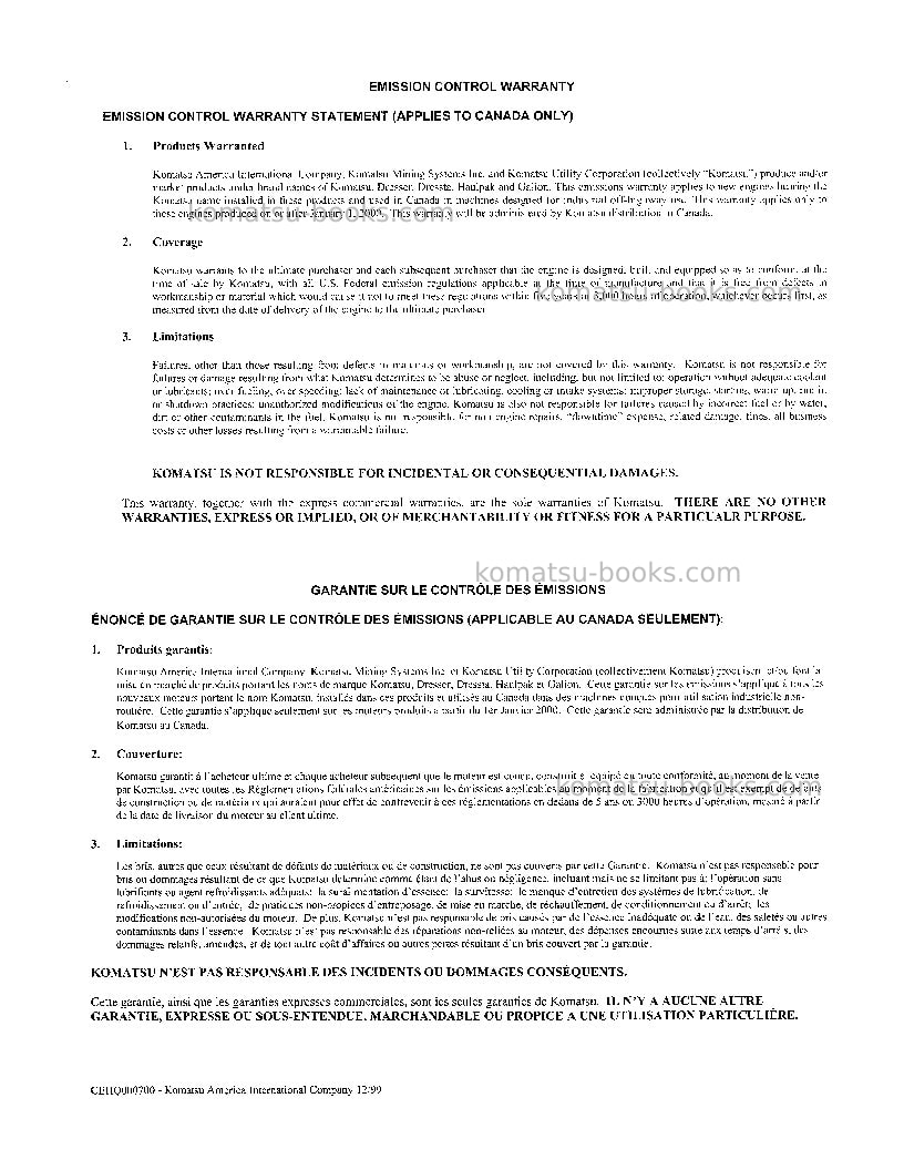 Komatsu 685eusa Operation manual cover Page 3