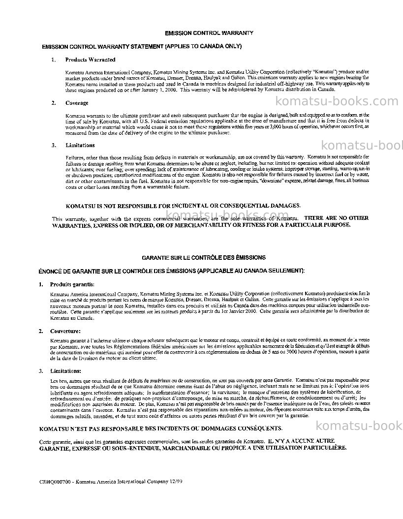Komatsu 330musa-sa12v140z-1 eng Operation manual cover Page 3 Komatsu 330musa-sa12v140z-1 eng Operation manual cover Page 3