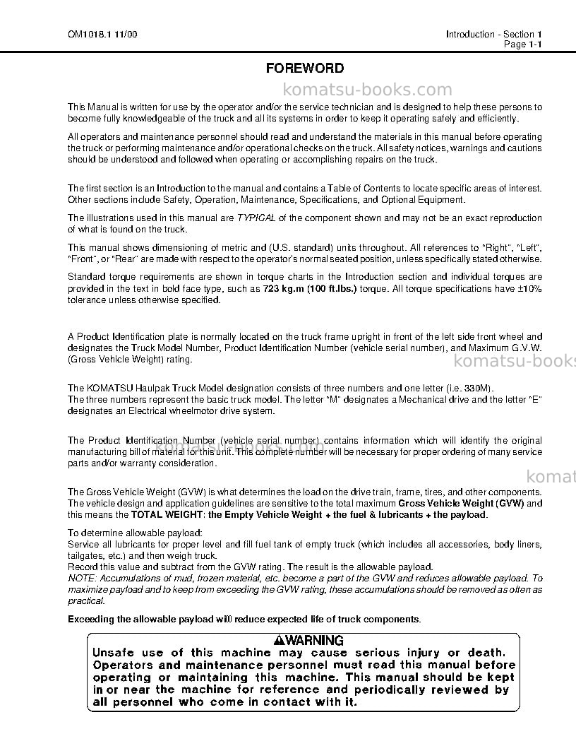 Komatsu 330musa-sa12v140z-1 eng Operation manual cover Page 3 Komatsu 330musa-sa12v140z-1 eng Operation manual cover Page 3
