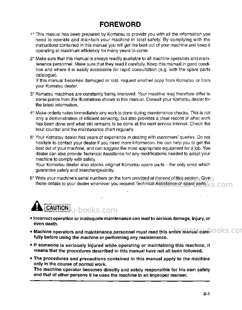 Komatsu pc95-1ita Operation manual cover Page 3