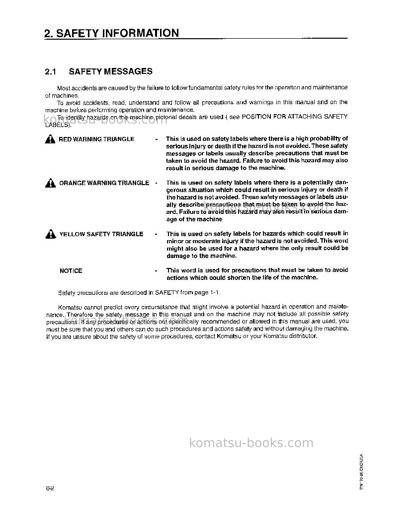 Komatsu pw170es-6gbr-k Operation manual cover Page 3