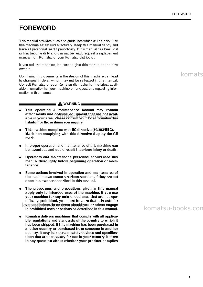 Komatsu pc340nlc-6gbr-k Operation manual cover Page 3 Komatsu pc340nlc-6gbr-k Operation manual cover Page 3