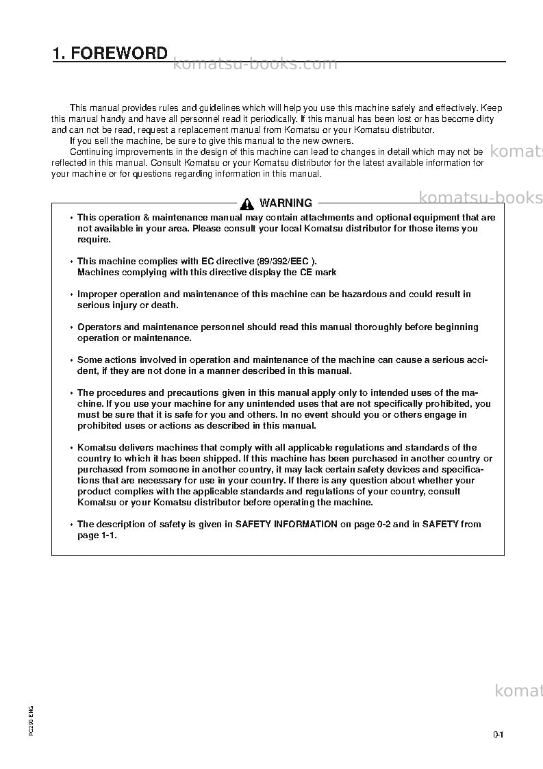 Komatsu pc290lc-6gbr-k Operation manual cover Page 3 Komatsu pc290lc-6gbr-k Operation manual cover Page 3