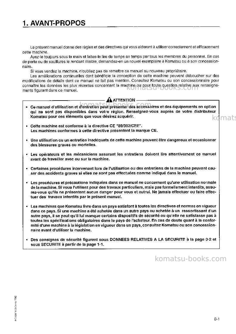 Komatsu pc200el-6gbr-k Manuel d'utilisation couverture Page 3 Komatsu pc200el-6gbr-k Manuel d'utilisation couverture Page 3