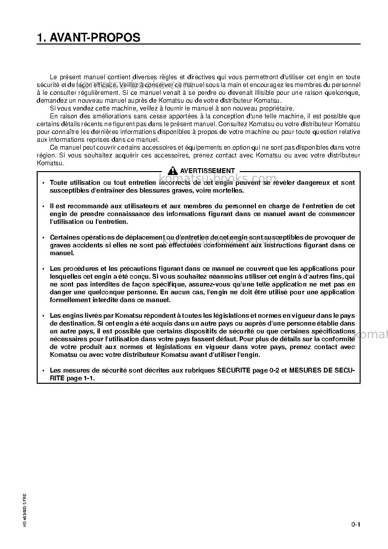 Komatsu hd605-5jpn Manuel d'utilisation couverture Page 3