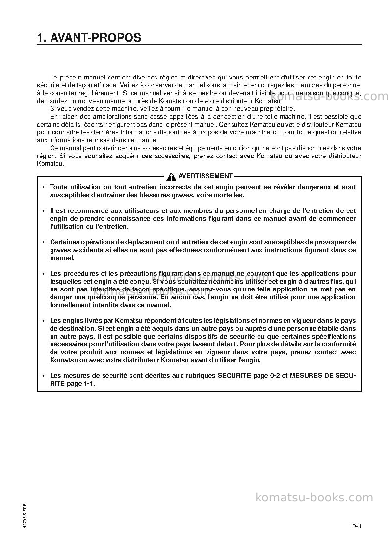 Komatsu hd785-5jpn Manuel d'utilisation couverture Page 3 Komatsu hd785-5jpn Manuel d'utilisation couverture Page 3