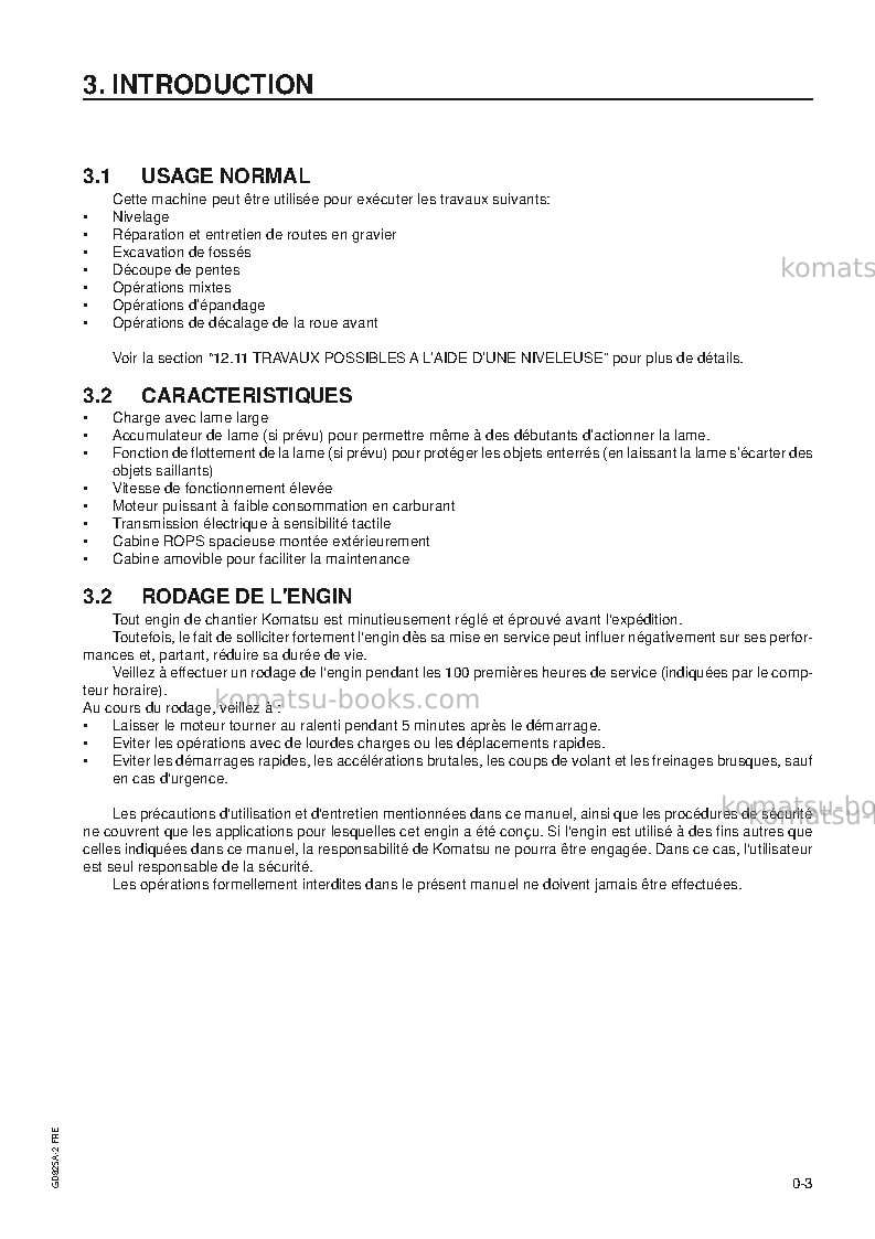 Komatsu gd825a-2usa Manuel d'utilisation couverture Page 3 Komatsu gd825a-2usa Manuel d'utilisation couverture Page 3