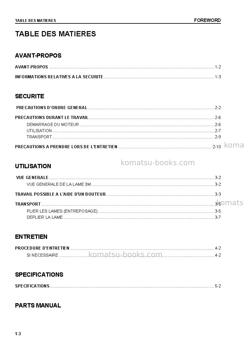 Komatsu d61px-12bra Manuel d'utilisation couverture Page 3