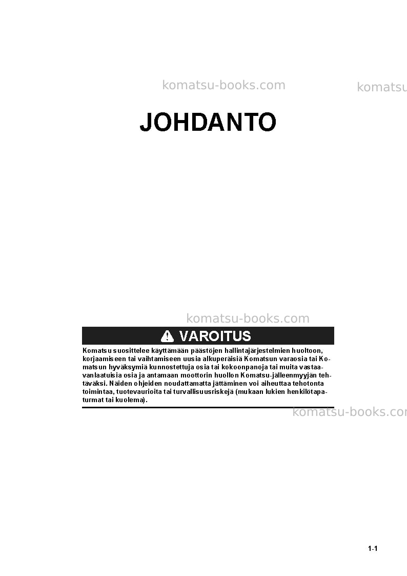Komatsu pc78us-10jpn Operation manual cover Page 3 Komatsu pc78us-10jpn Operation manual cover Page 3