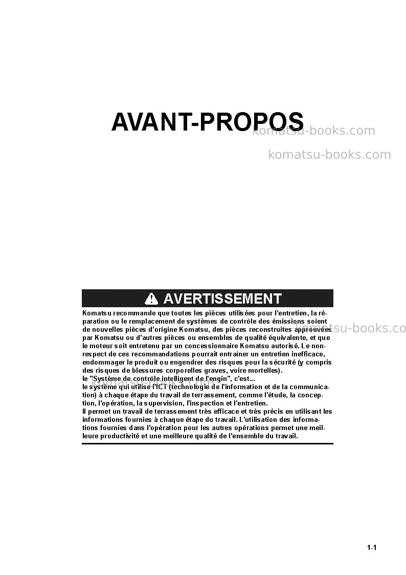 Komatsu d65pxi-18jpn Manuel d'utilisation couverture Page 3