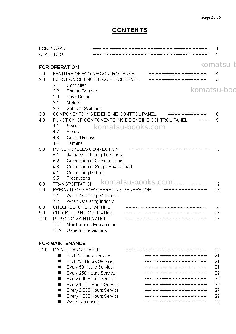 Komatsu egs65-5sgp Operation manual cover Page 3 Komatsu egs65-5sgp Operation manual cover Page 3