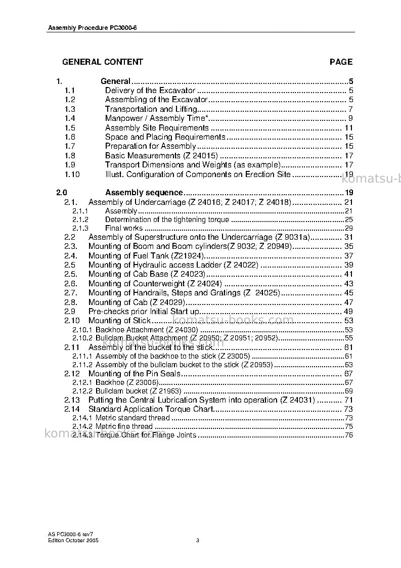 Komatsu pc3000-6deu Manual de operación cover Page 3 Komatsu pc3000-6deu Manual de operación cover Page 3