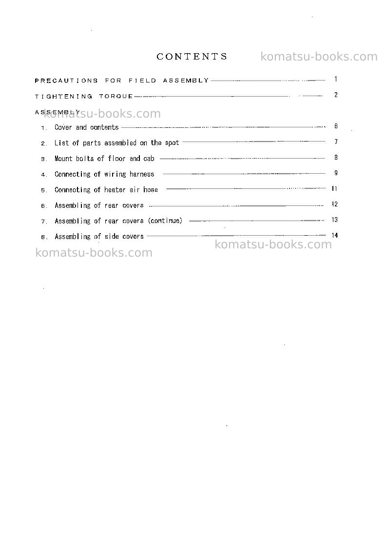 Komatsu pc400-7jpn-extreme cold terrain spec. Field assembly manual cover Page 3