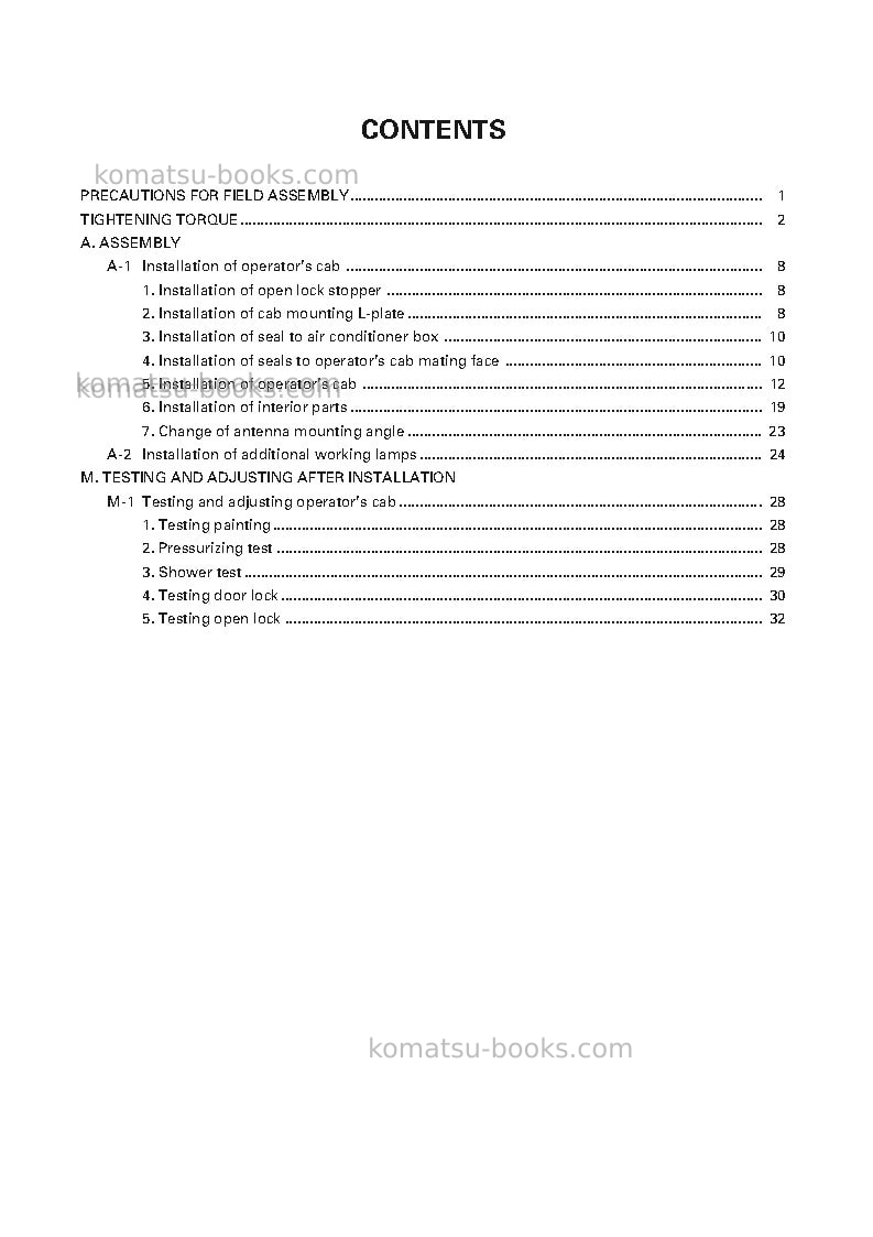Komatsu d155ax-5jpn Field assembly manual cover Page 3 Komatsu d155ax-5jpn Field assembly manual cover Page 3