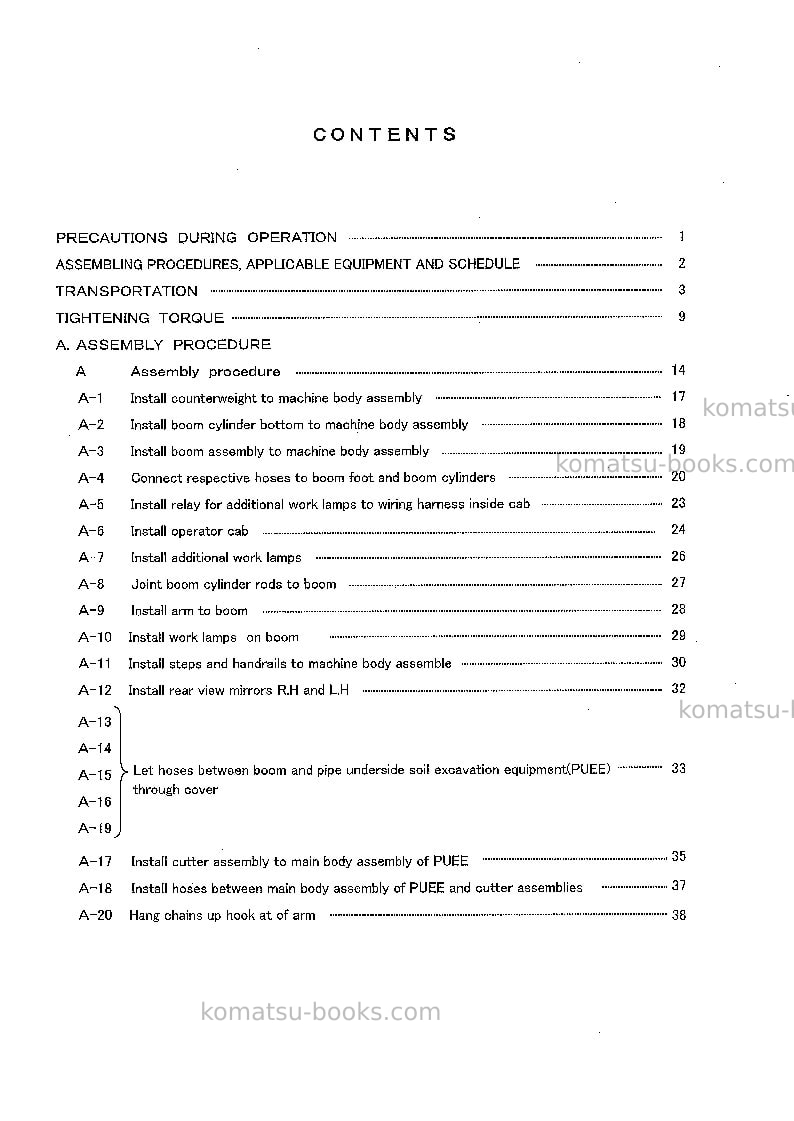 Komatsu pc400lc-6jpn--50c degree, pipe looper spec Field assembly manual cover Page 3