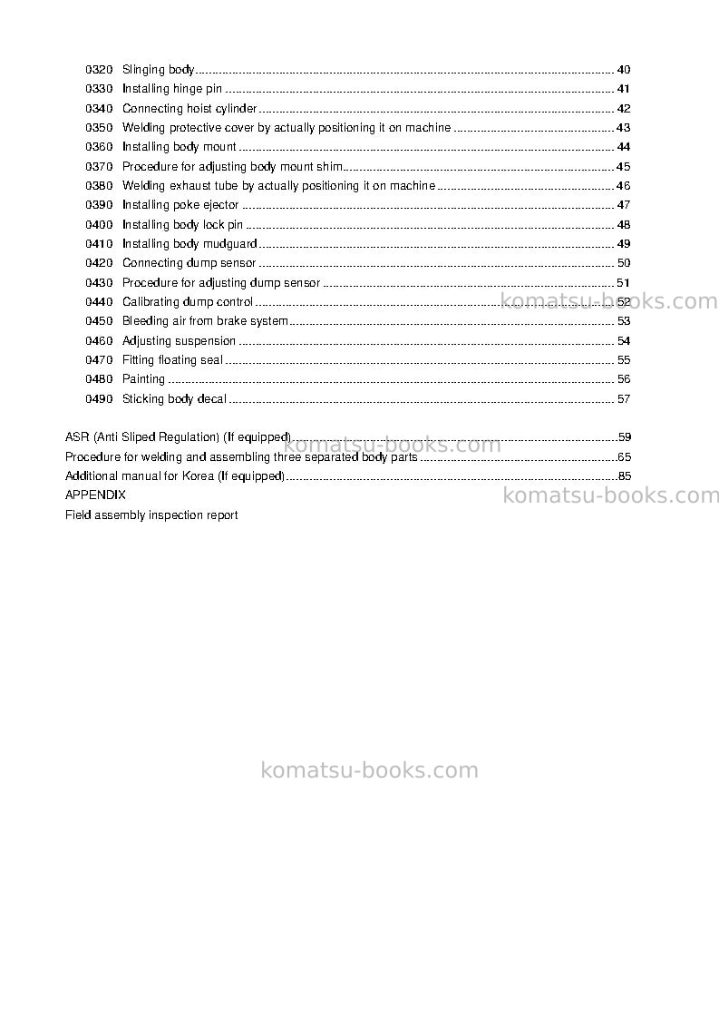 Komatsu hd465-7jpn Field assembly manual cover Page 3 Komatsu hd465-7jpn Field assembly manual cover Page 3